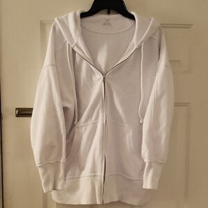 Aerie White Zip-Up Hoodie